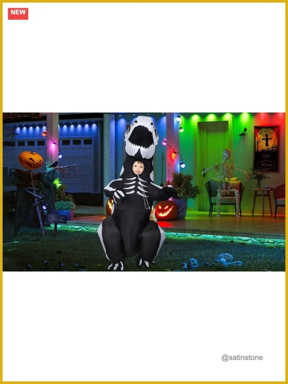 Inflatable T-Rex Dinosaur Costume for Kids Halloween Party Blow Up Dress Up
